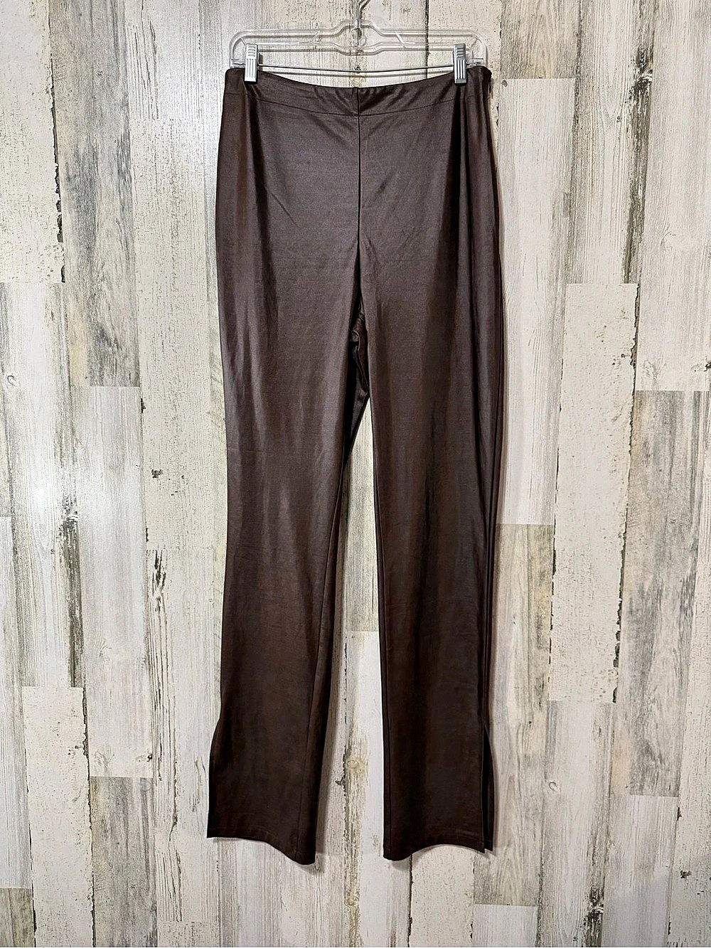 SBETRO Faux Leather Like Leggings in Brown Size Large Like New Lightweight